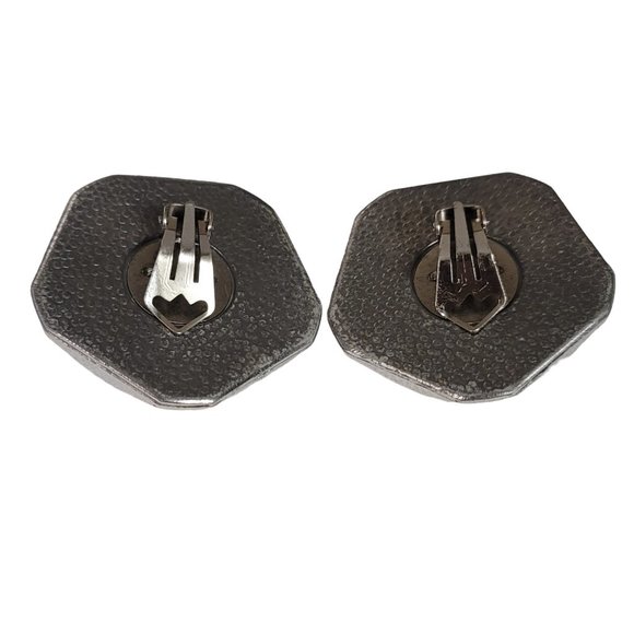 Silver Tone Gilt Style Star Multi Color Plastic Clip-On Earrings E105 - Picture 5 of 8